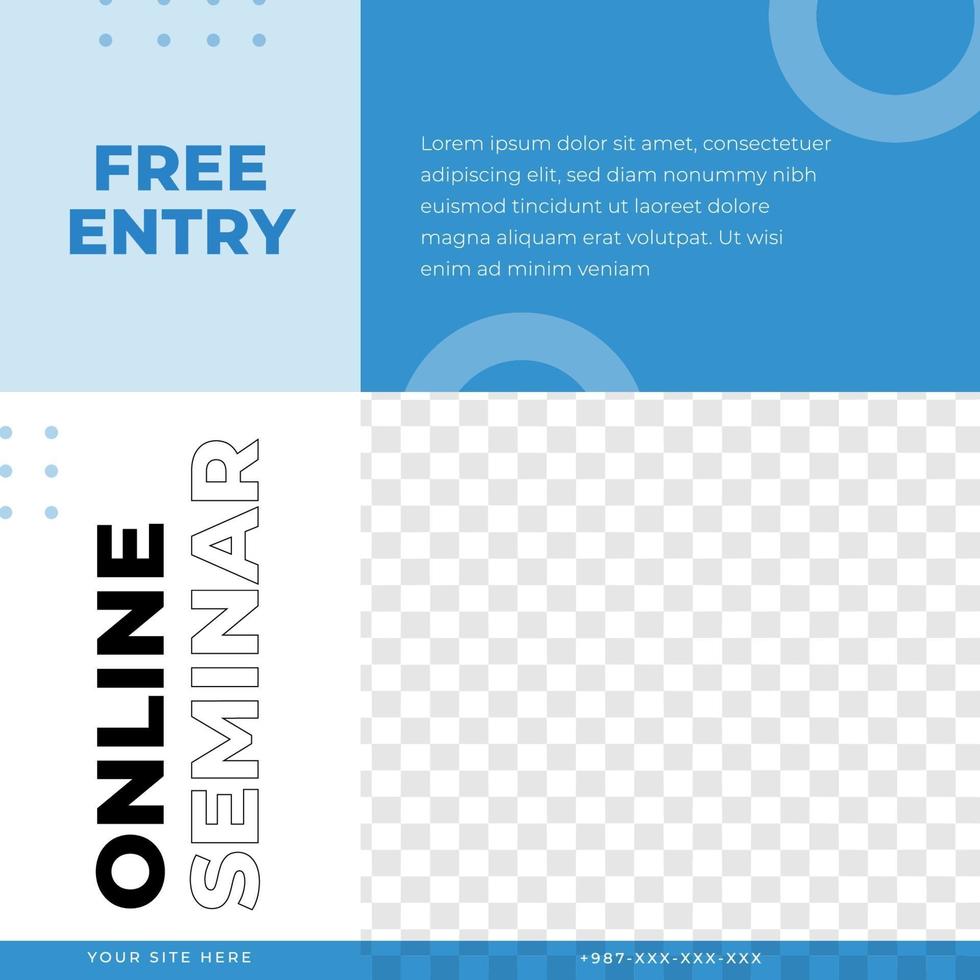 Online seminar, webinar feed design social media post template vector