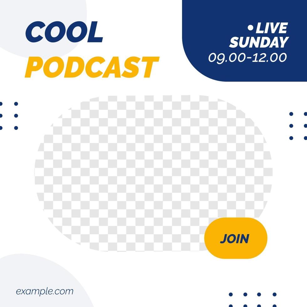 Podcast live feed design social media post template vector