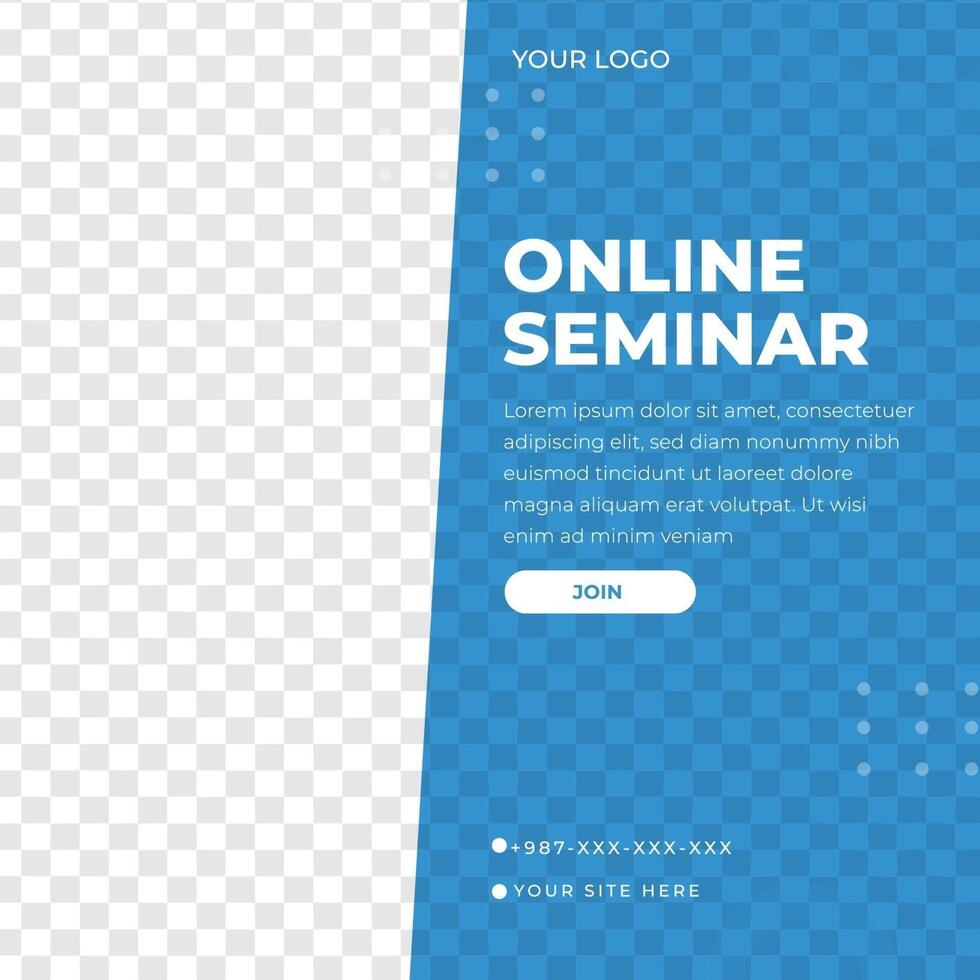 Online seminar, webinar feed design social media post template vector