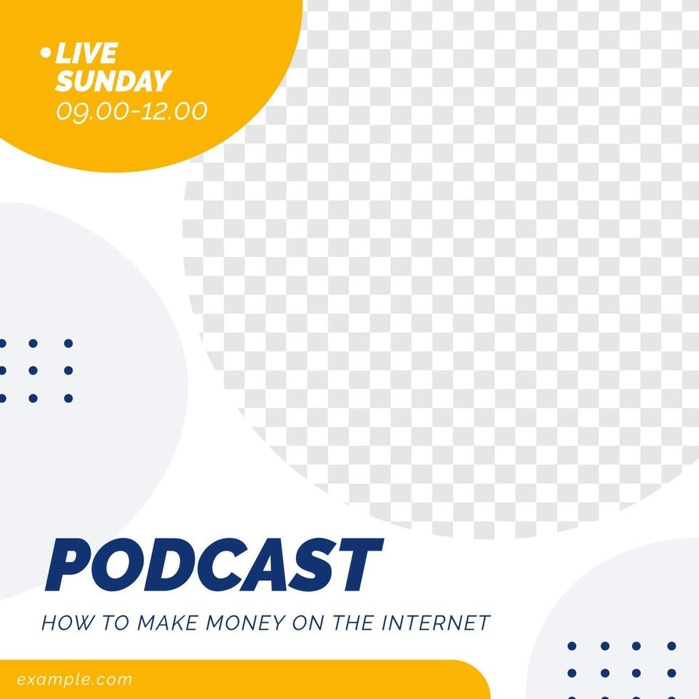 Podcast live feed design social media post template vector