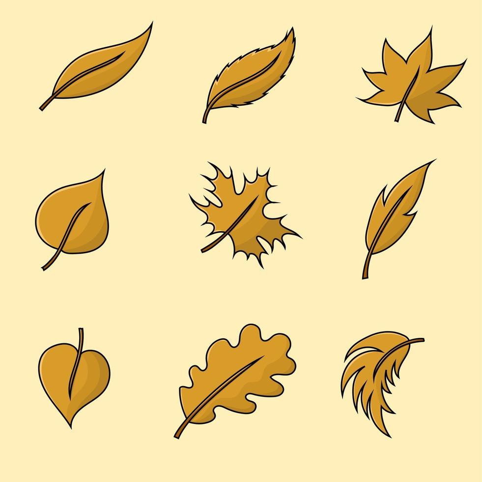 hojas secas aisladas ilustración vectorial para el diseño de otoño y verano vector