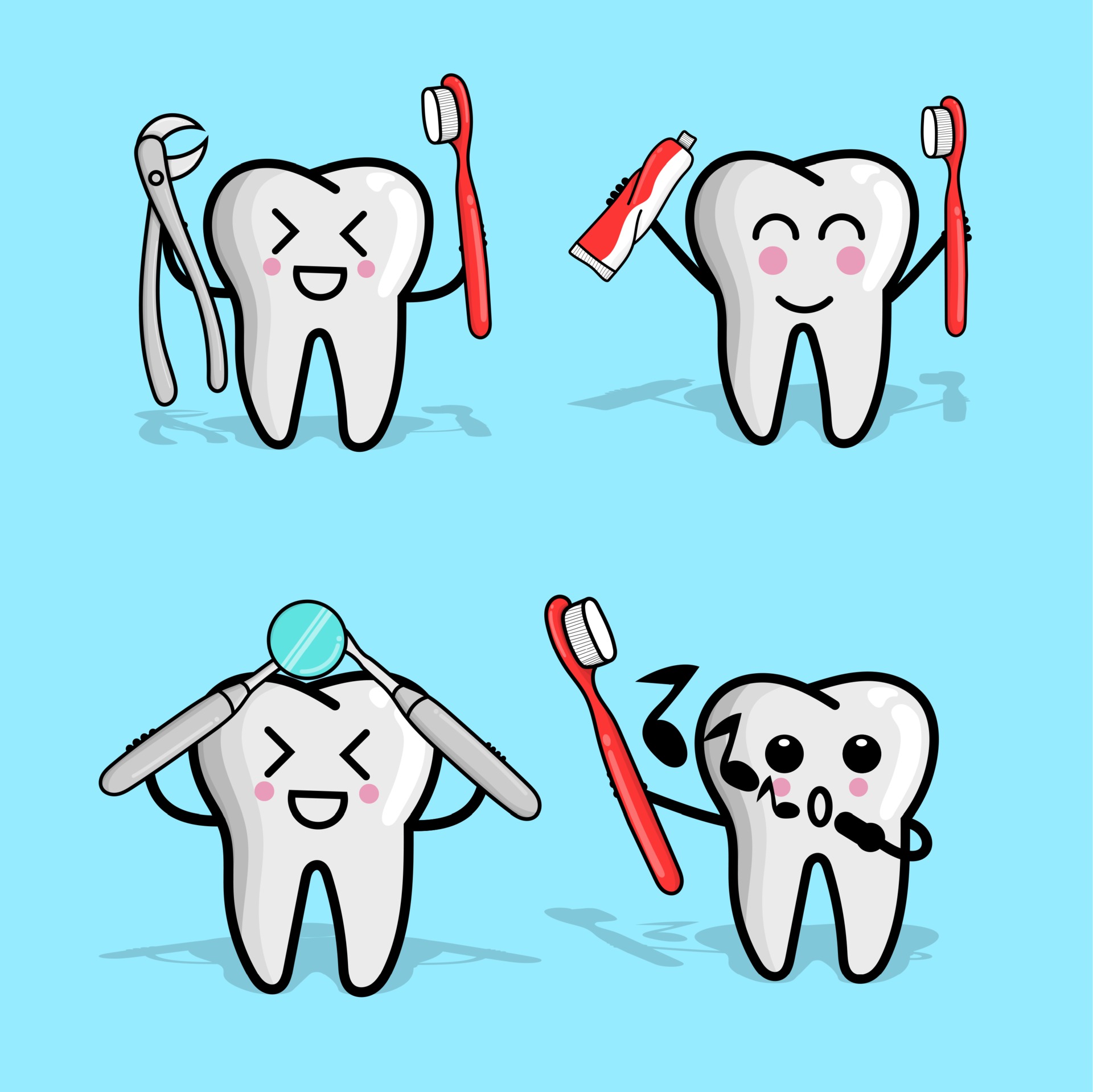 Set of tooth character vector illustration teeth dental cute 3282375