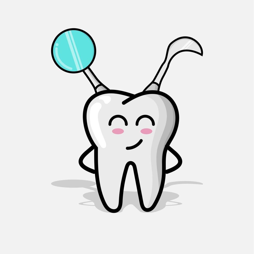 Teeth character illustration with dental equipment. tooth mascot vector