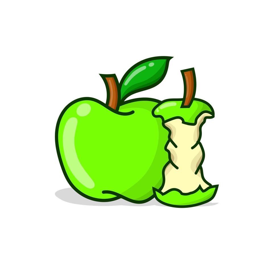 manzana verde con otra manzana en rodajas. Ilustración de vector de manzana verde