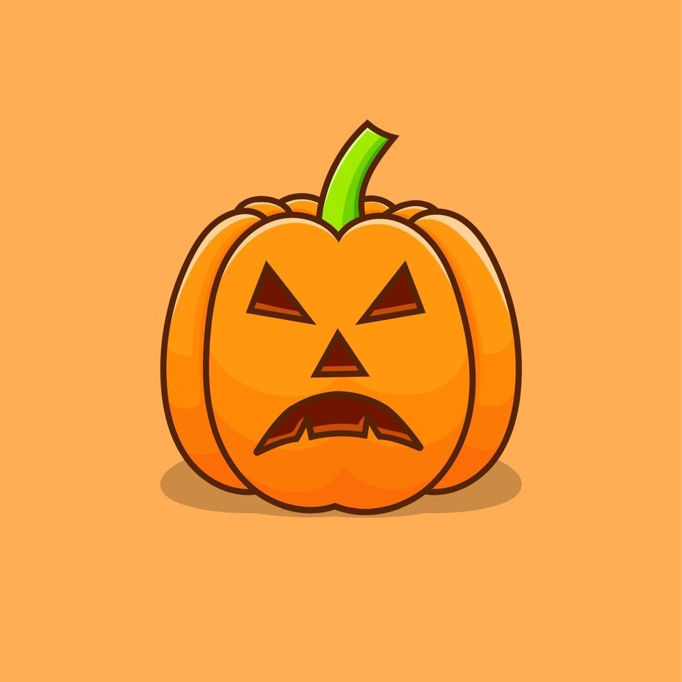 Ilustración de vector de halloween de calabaza con fondo naranja