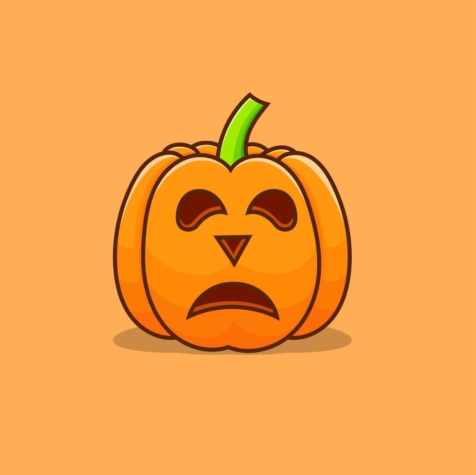 Pumpkin halloween isolated vector illustration with orange background