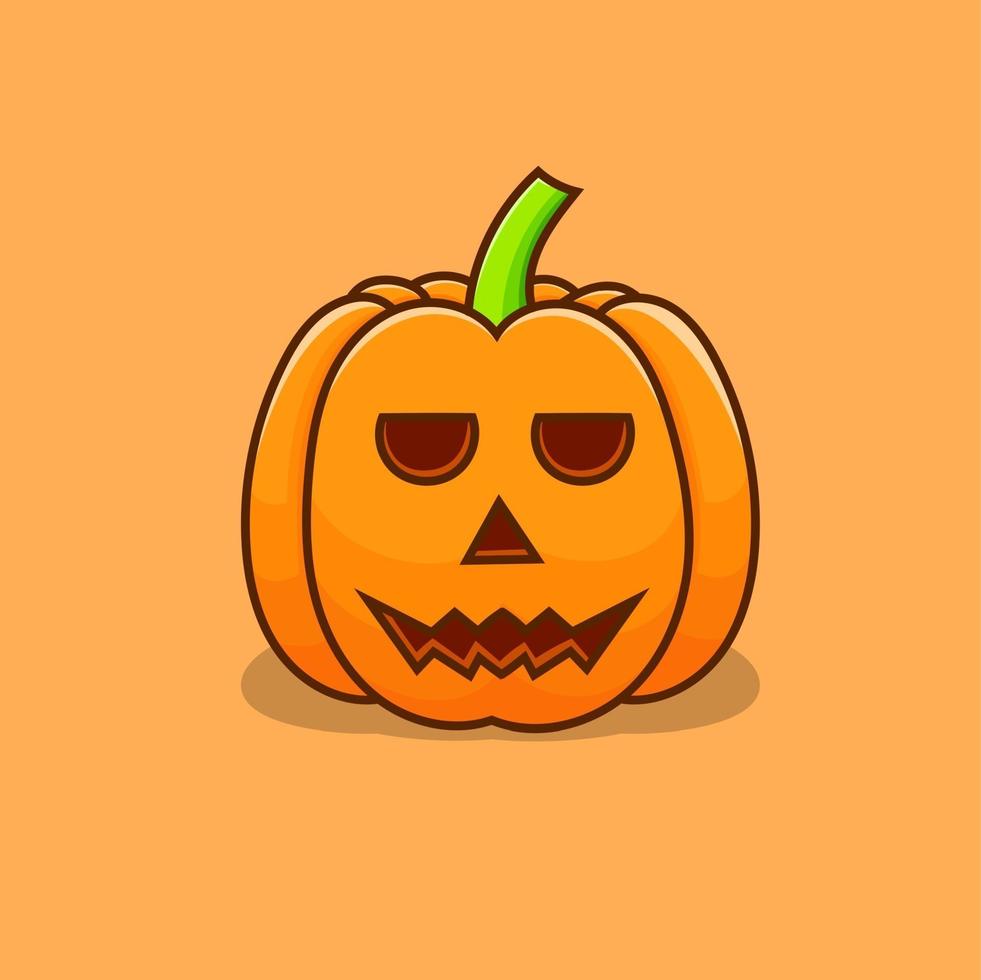 Pumpkin halloween isolated vector illustration with orange background