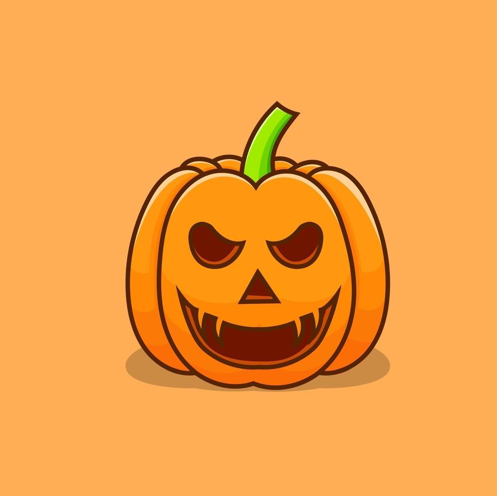 Pumpkin halloween isolated vector illustration with orange background