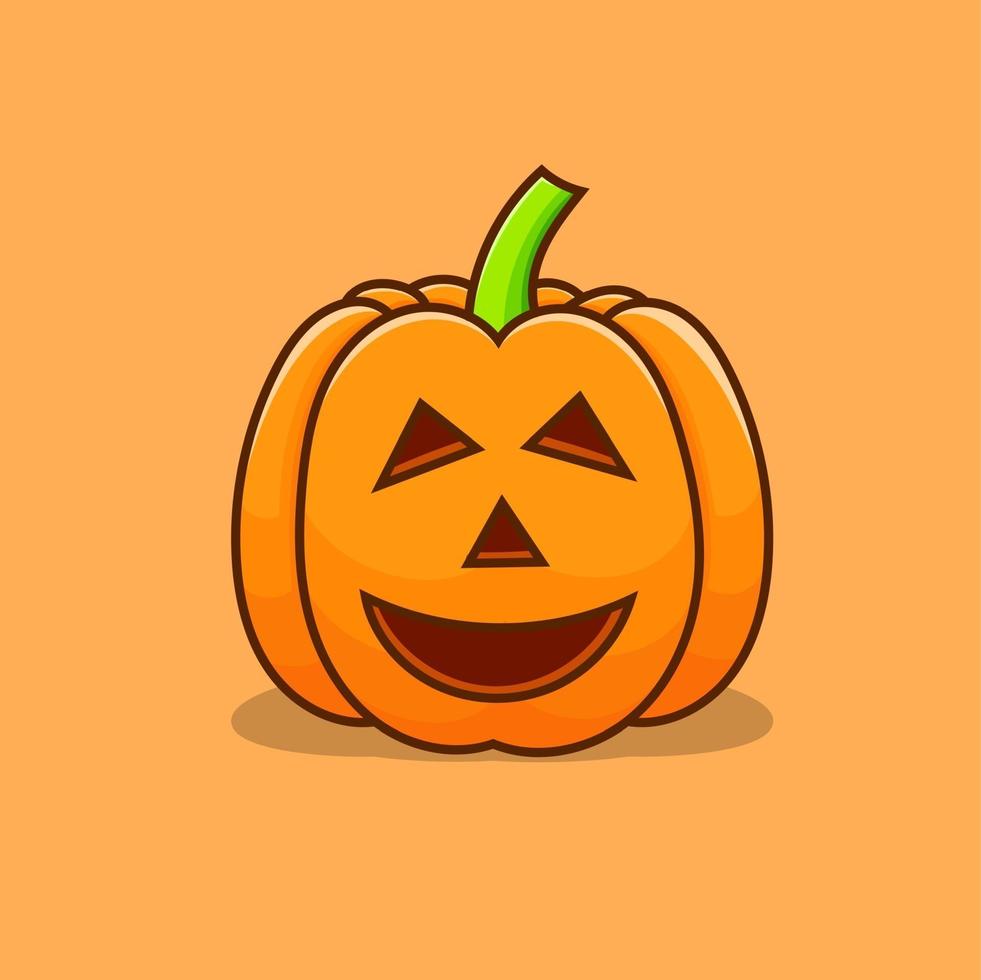 Pumpkin halloween isolated vector illustration with orange background