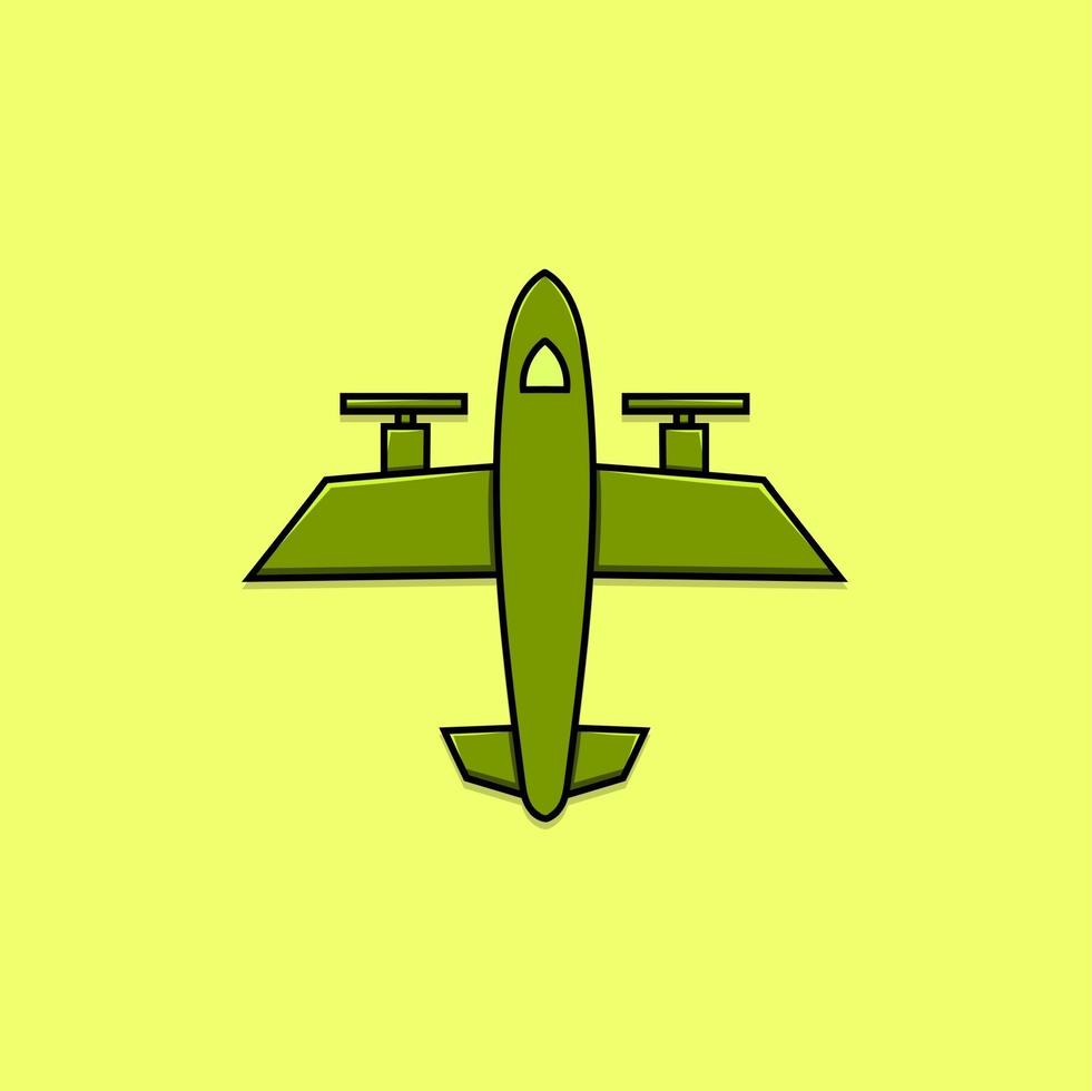 Military jet airplane isolated vector illustration top view air force