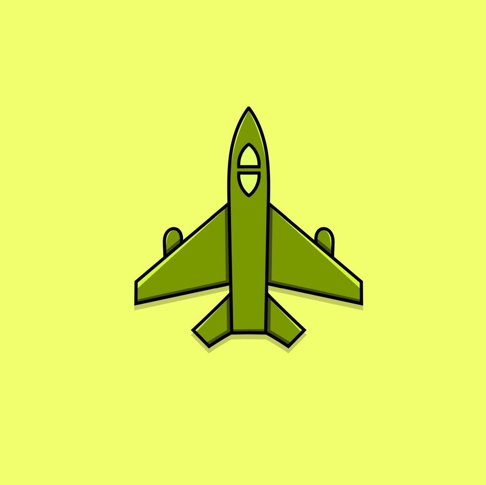 Military jet airplane isolated vector illustration top view air force