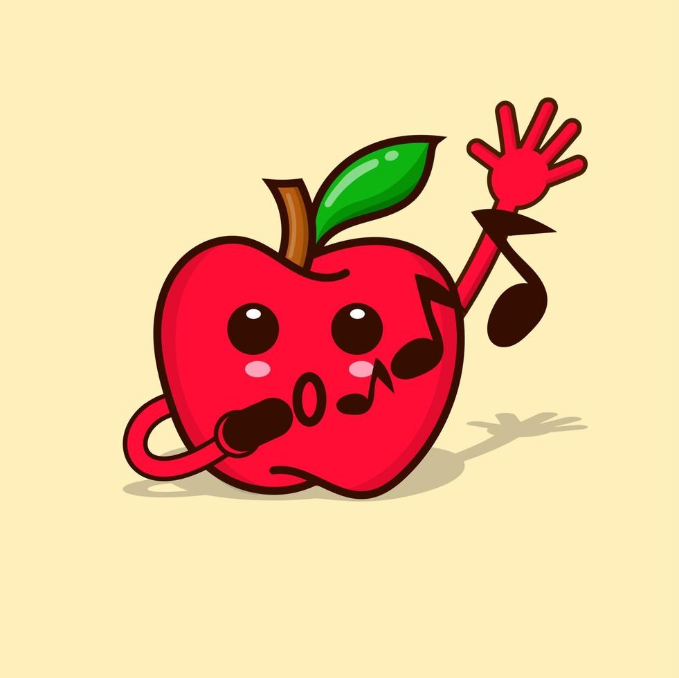 ilustración de personaje de manzana aislado vector lindo expresión emoticon