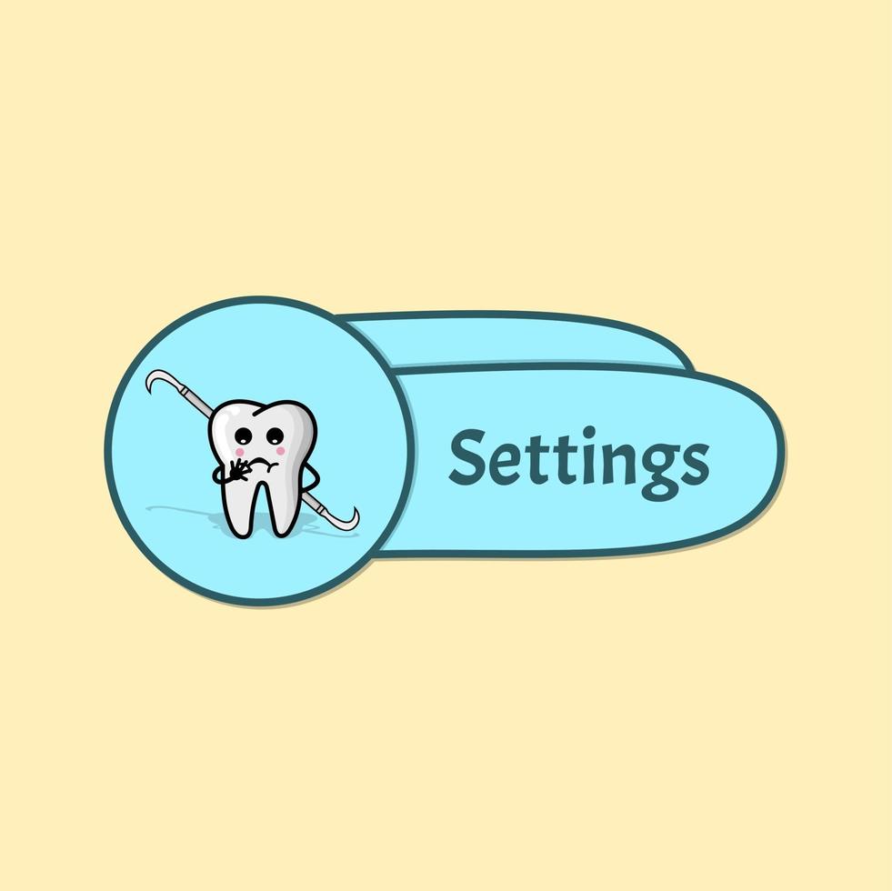 Botón con uso de ilustración de dientes para botón web, sitio, sitio web vector