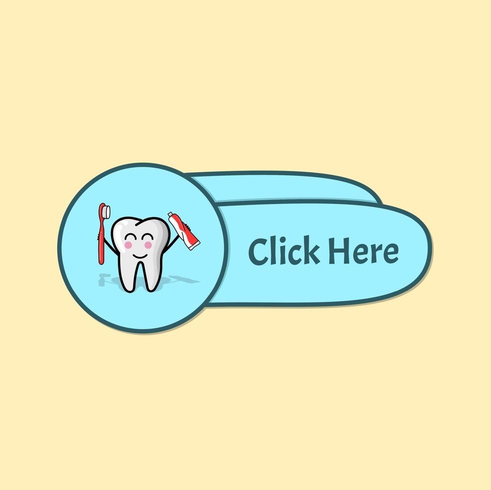 Botón con uso de ilustración de dientes para botón web, sitio, sitio web vector