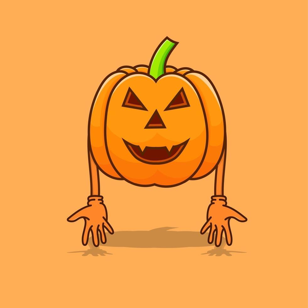 calabaza halloween ilustración aislada vector espeluznante con mano