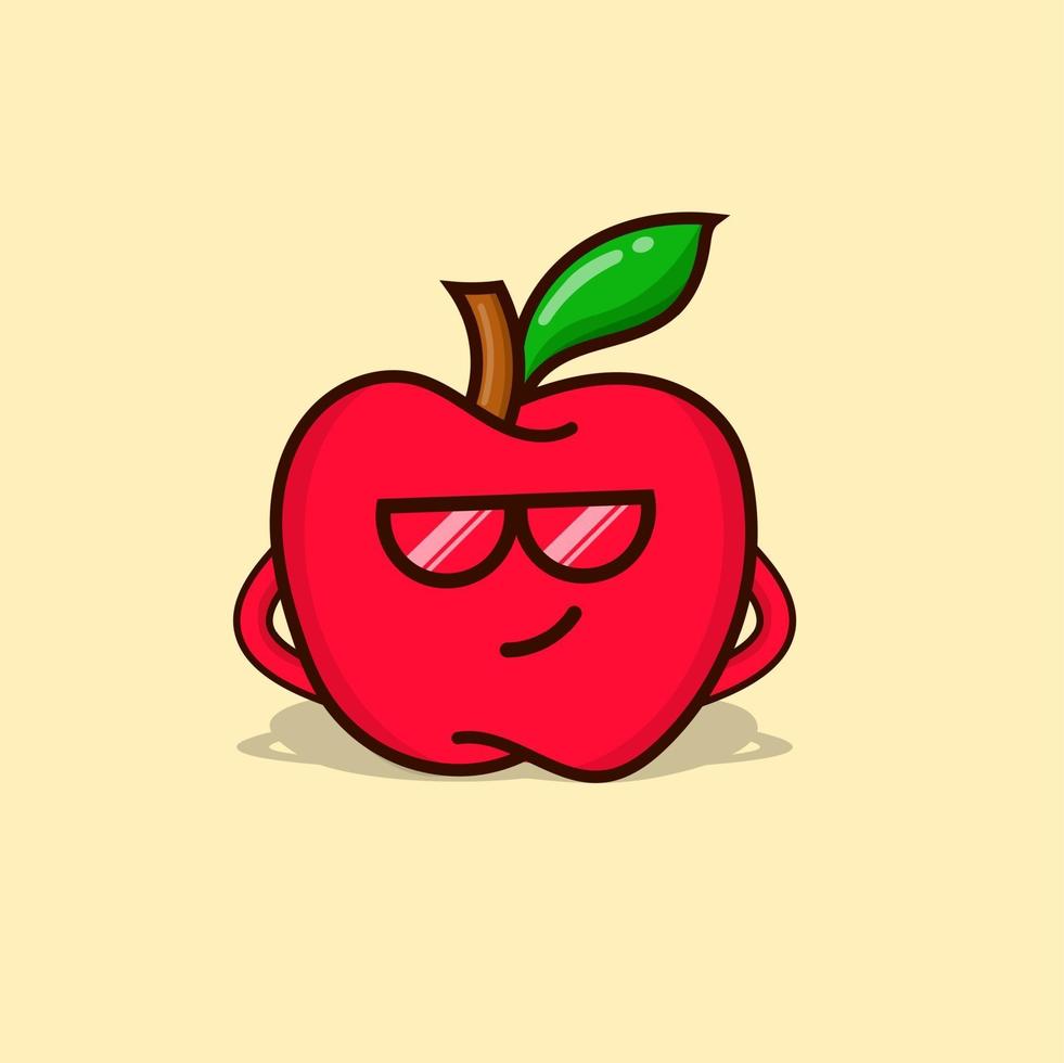 ilustración de personaje de manzana aislado vector lindo expresión emoticon