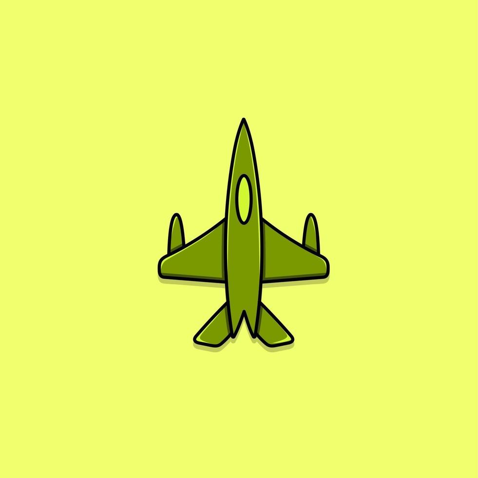 Military jet airplane isolated vector illustration top view air force