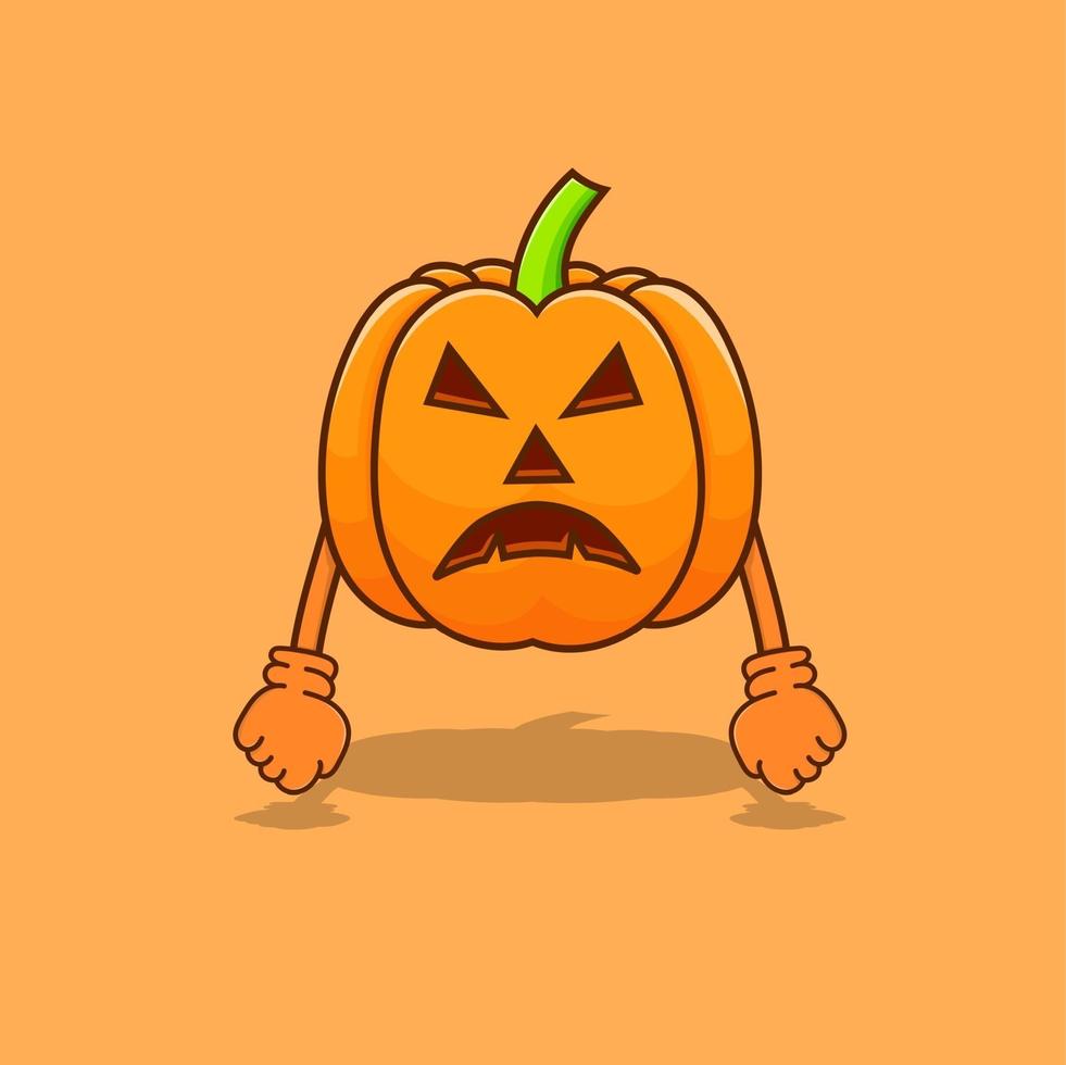 Pumpkin halloween isolated illustration creepy vector with hand