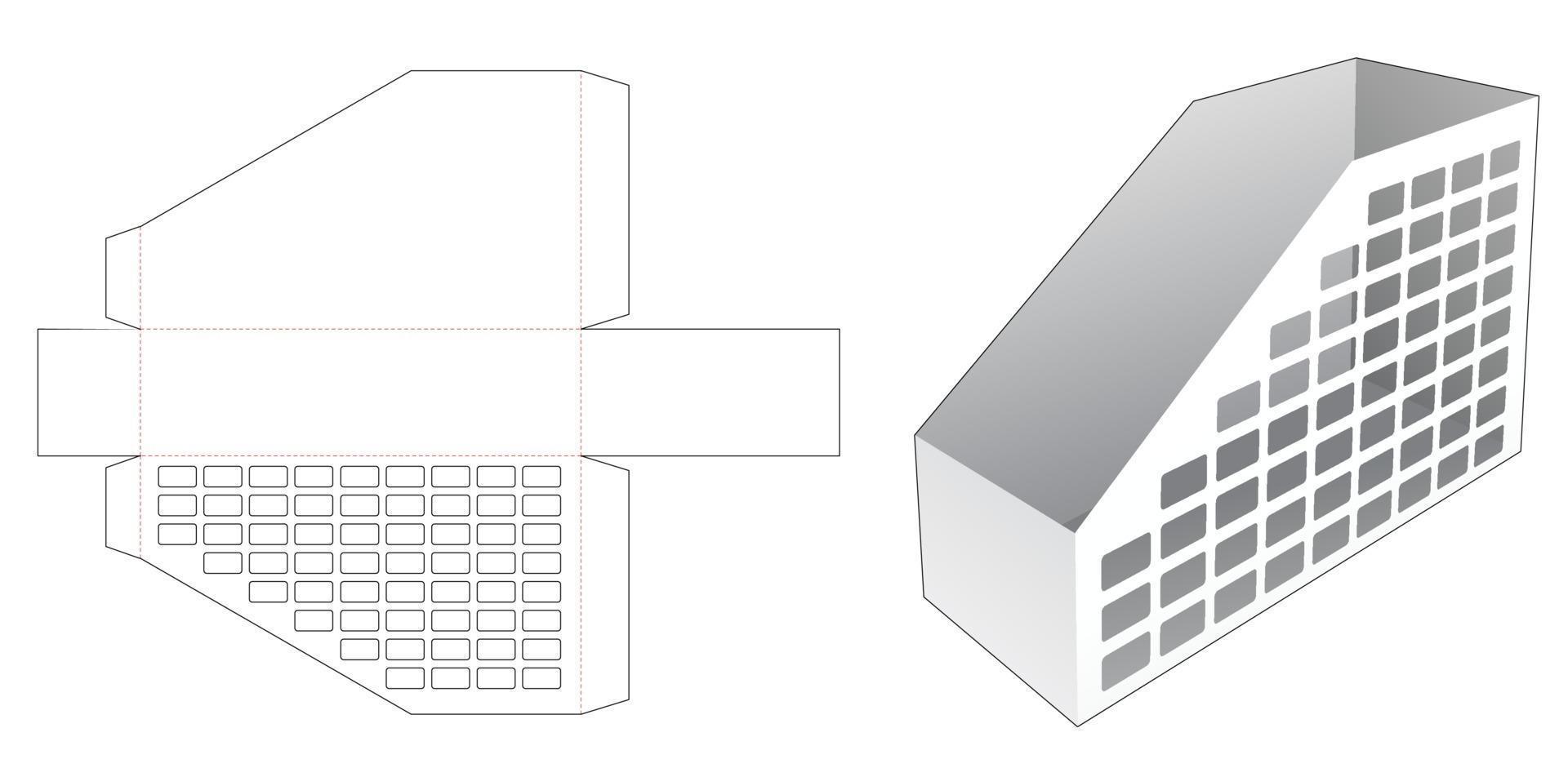 packaging box with plastic sheet die cut template vector