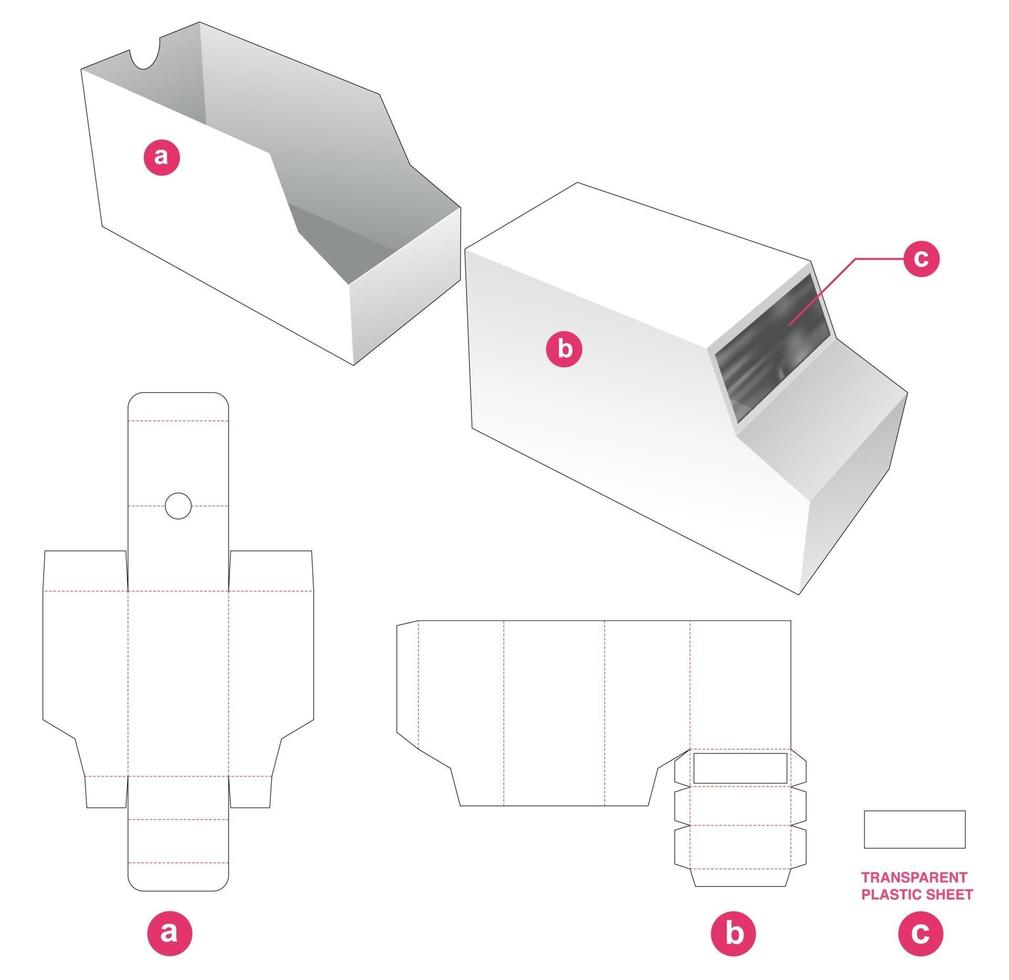 caja de embalaje con plantilla troquelada de hoja de plástico vector