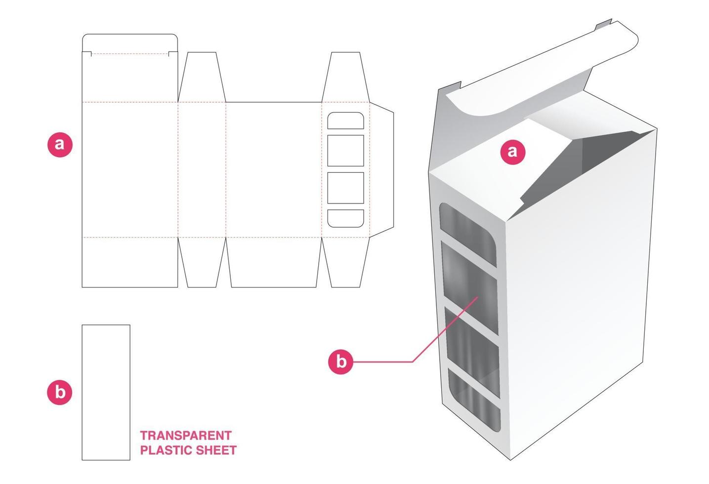 caja de embalaje con plantilla troquelada de hoja de plástico vector