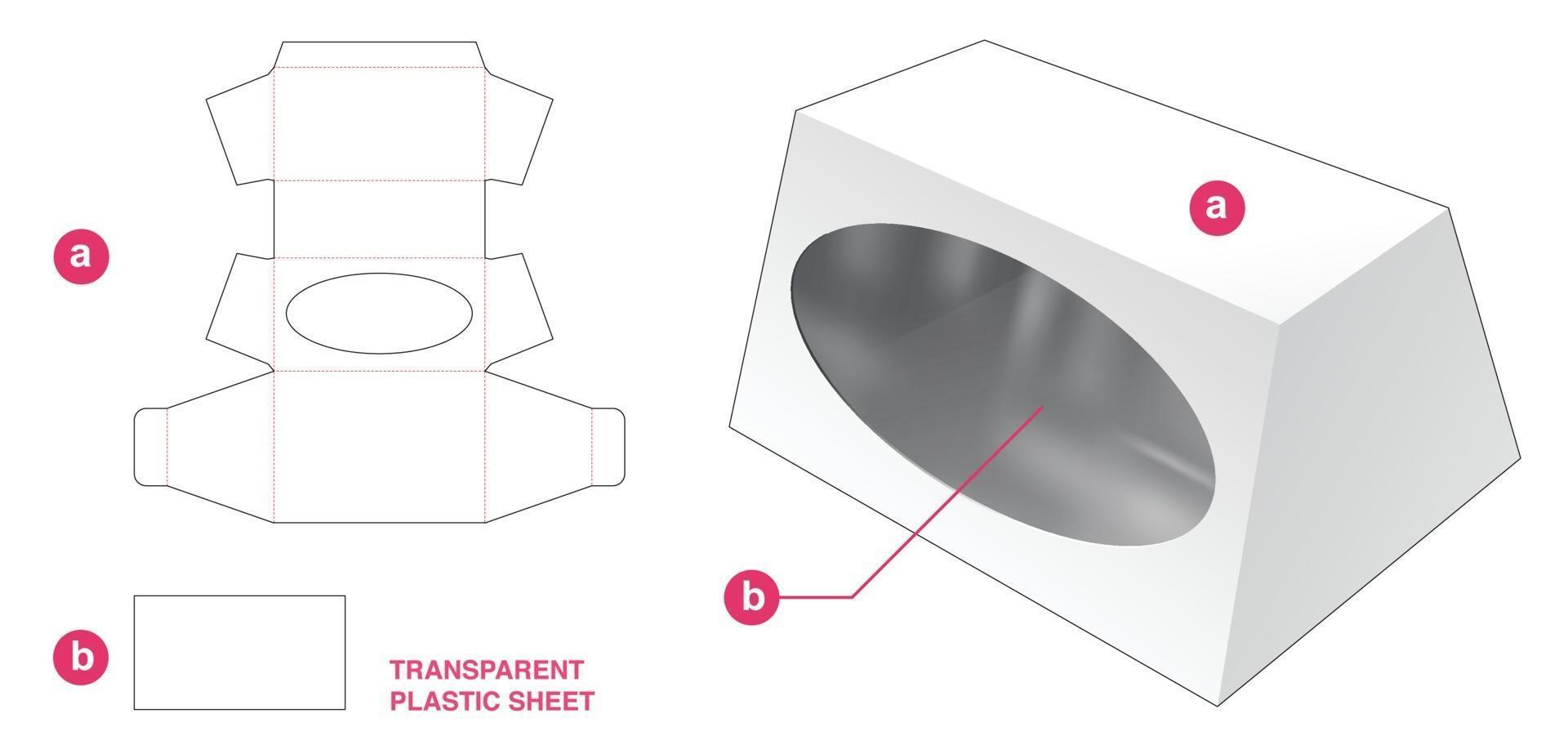 packaging box with plastic sheet die cut template vector