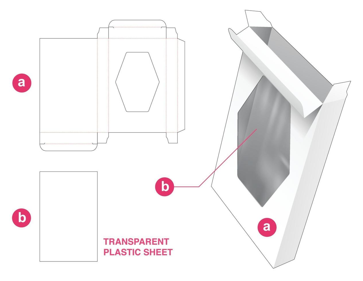 packaging box with plastic sheet die cut template vector
