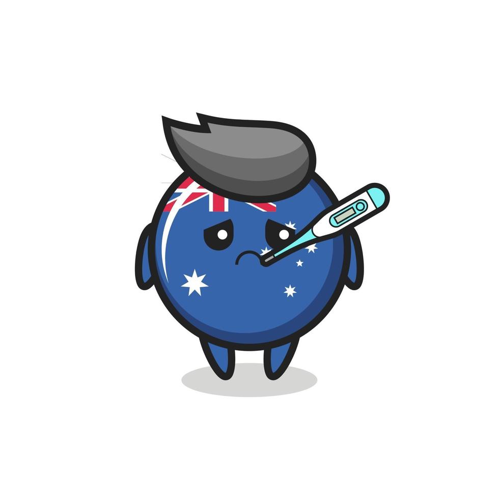 carácter de la mascota de la insignia de la bandera de australia con condición de fiebre vector