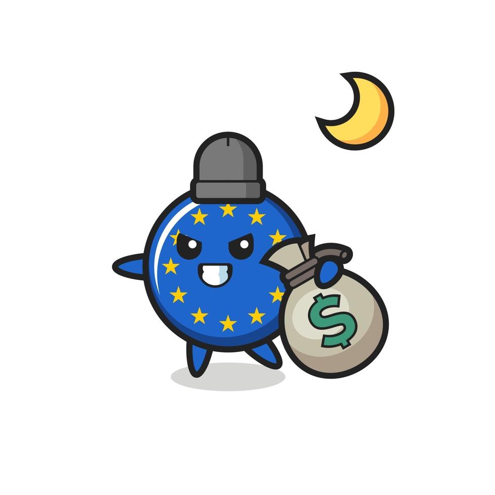 Ilustración de dibujos animados de la insignia de la bandera de Europa se roba el dinero vector