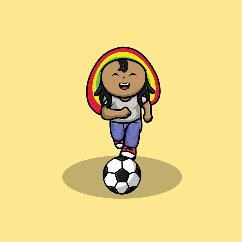 Cute Rasta Boy Playing Football vector