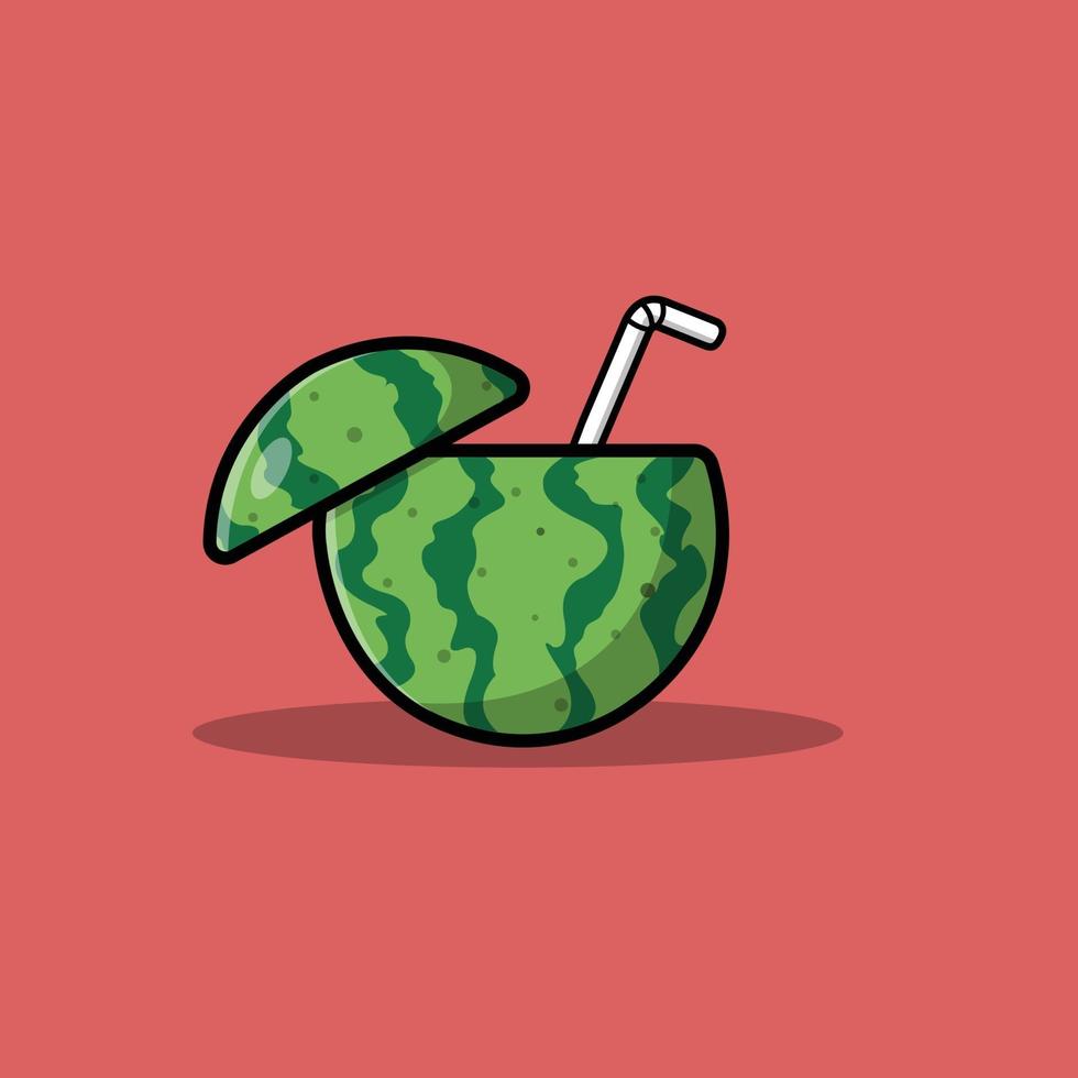 Juice Water Melon With Straw vector