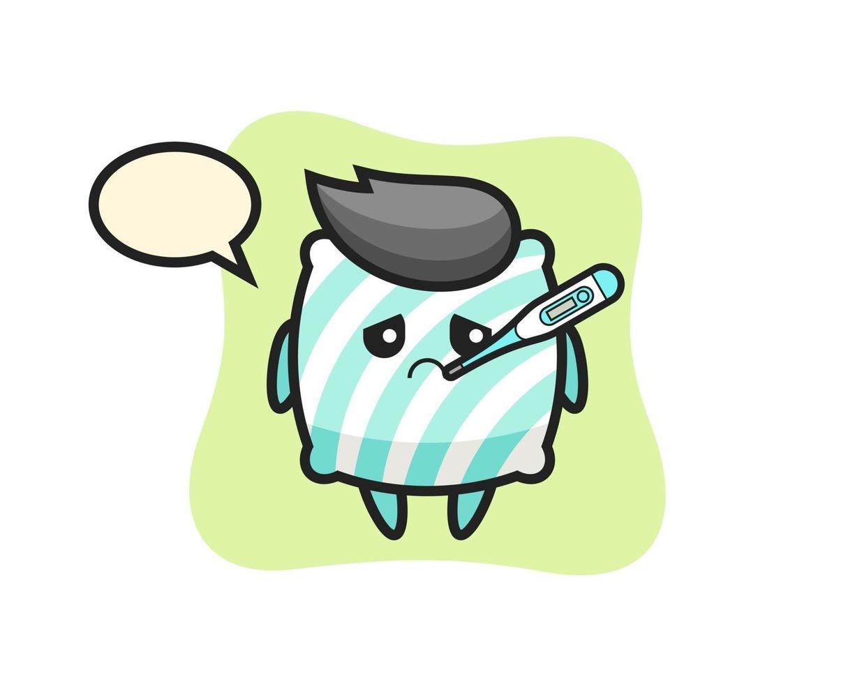 pillow mascot character with fever condition vector
