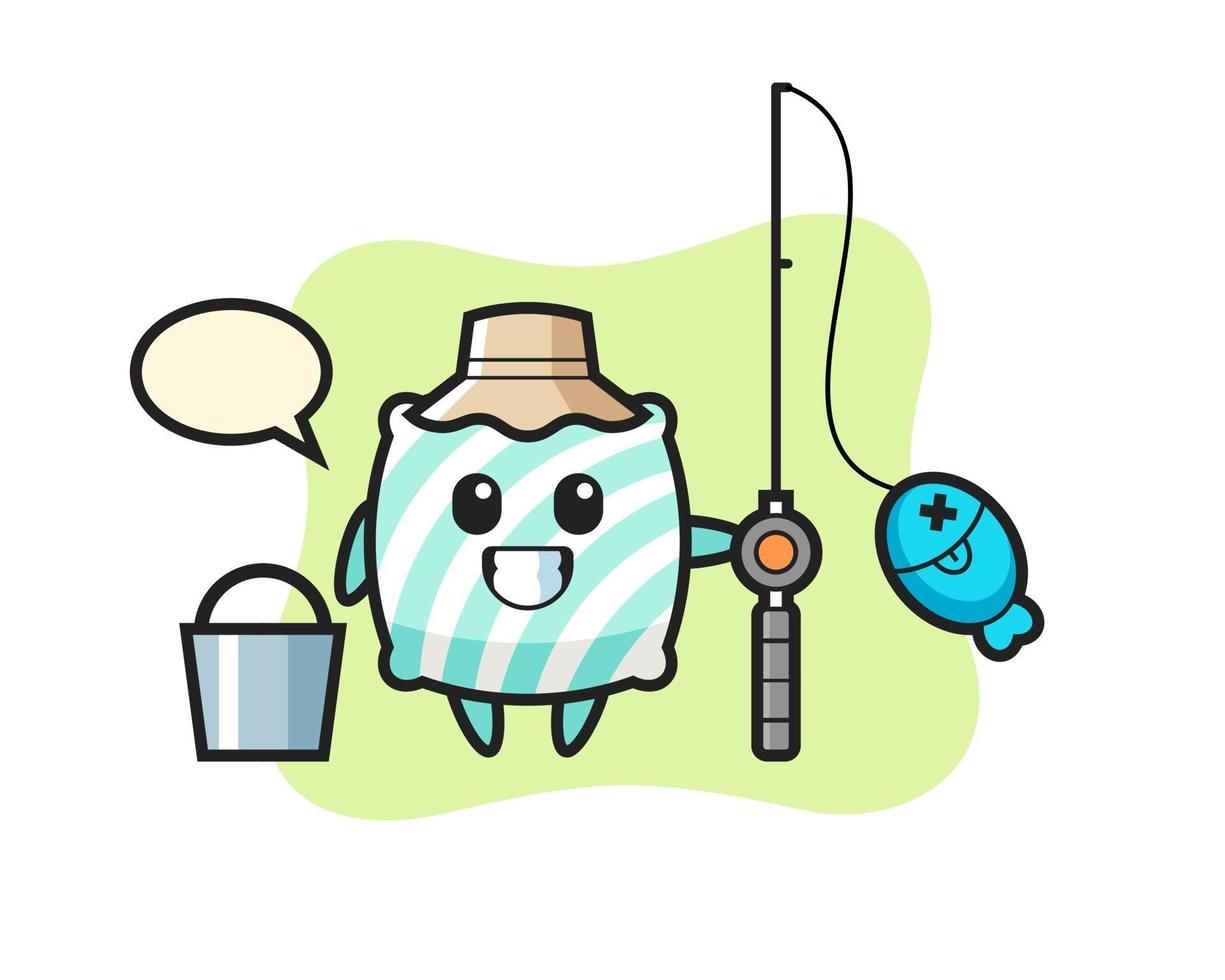 Mascot character of pillow as a fisherman vector