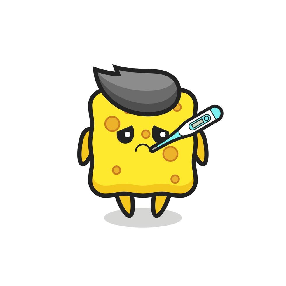 sponge mascot character with fever condition vector