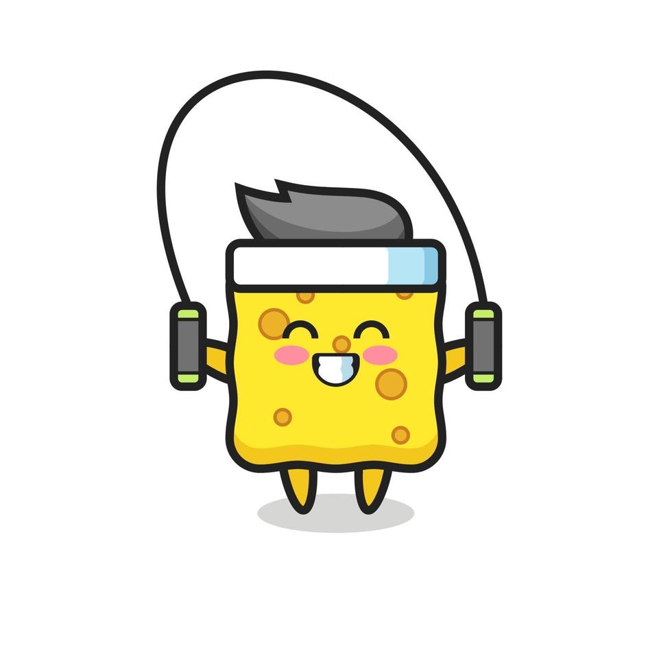 sponge character cartoon with skipping rope vector