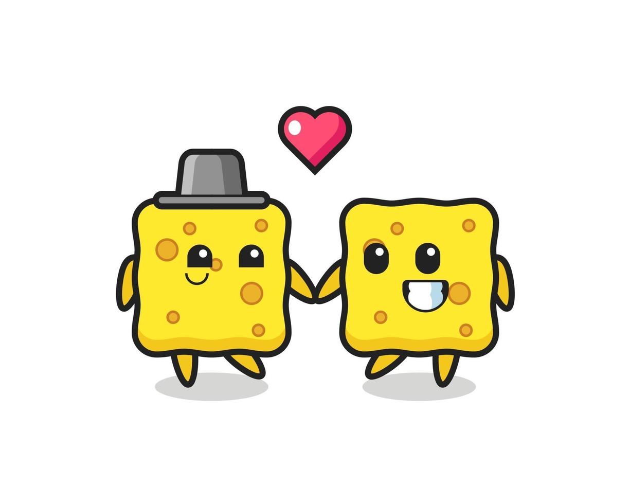 sponge cartoon character couple with fall in love gesture vector