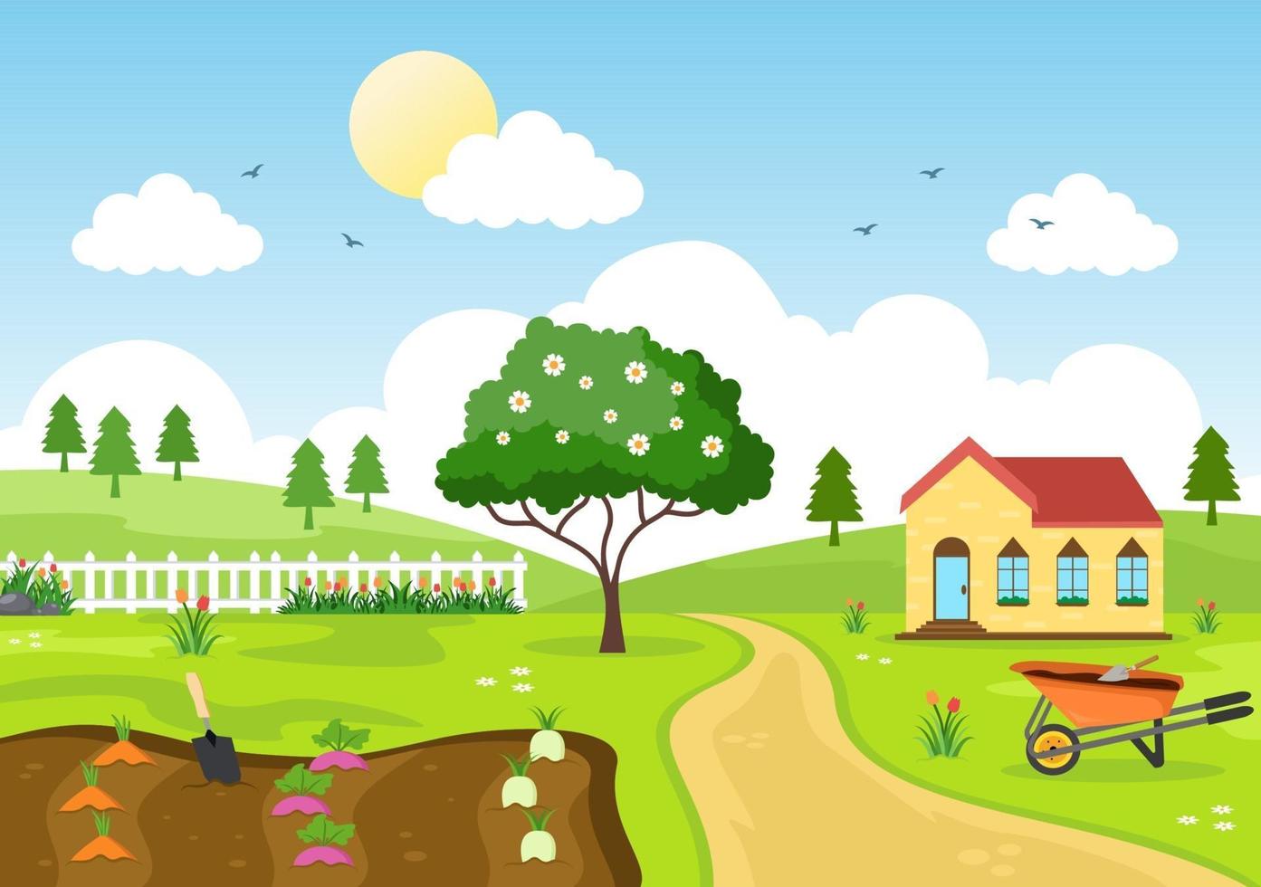 Farm Gardener Background Vector