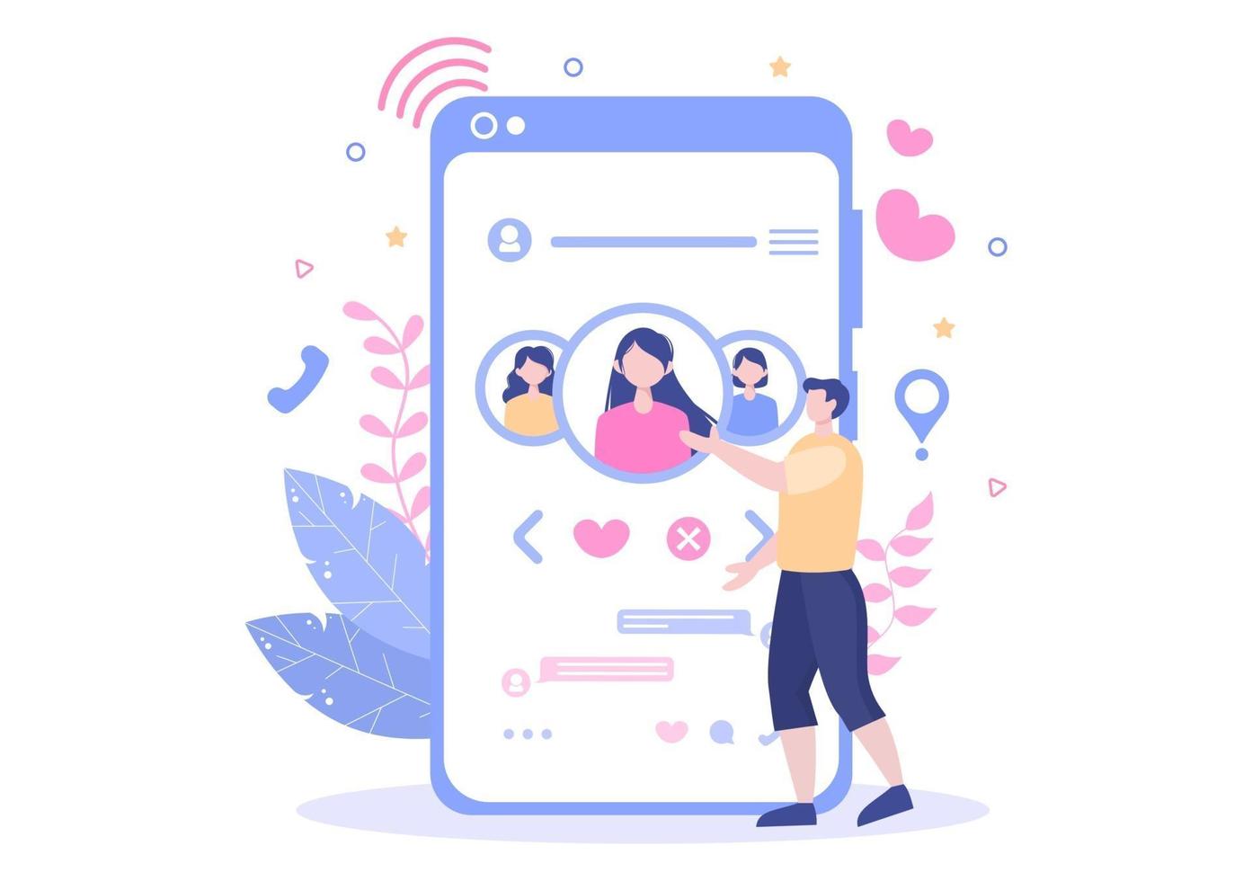 Dating App Flat Design Illustration vector