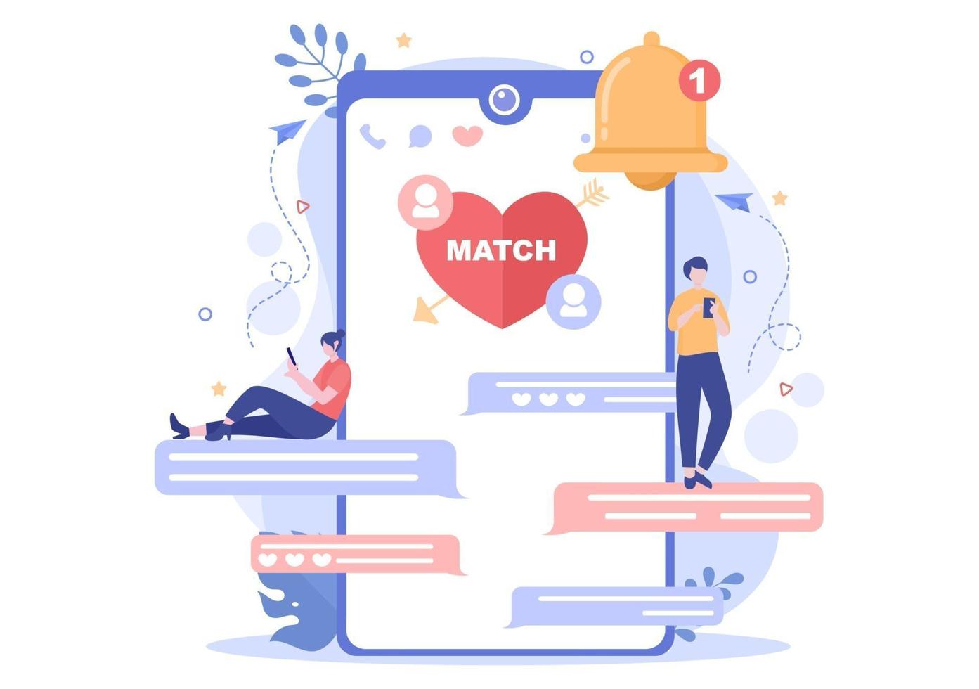 Dating App Flat Design Illustration vector