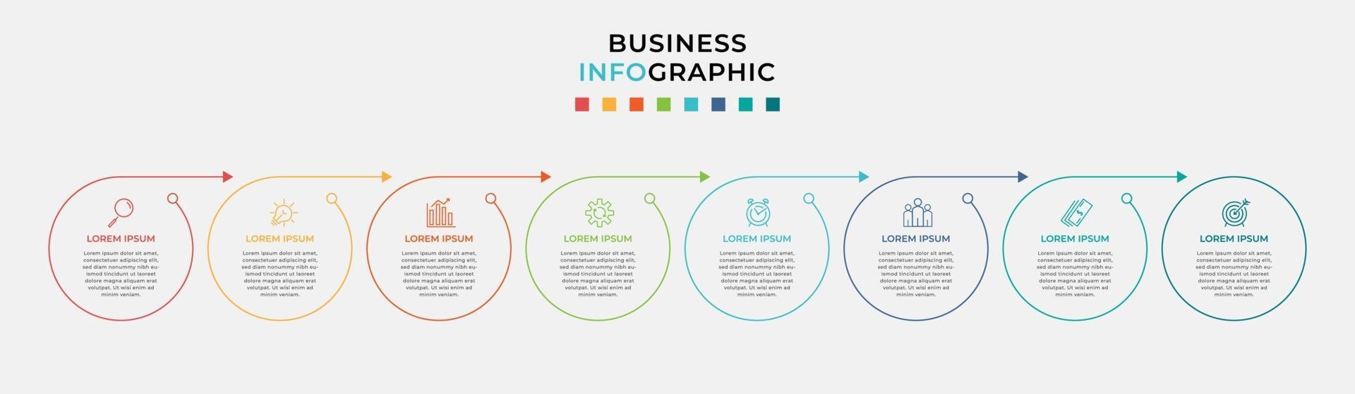 Infographic design business template with icons and 8 options or steps vector