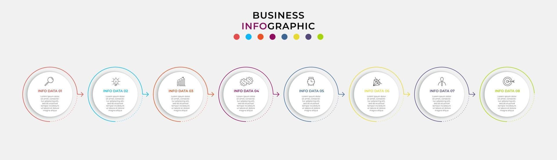 Infographic design business template with icons and 8 options or steps vector