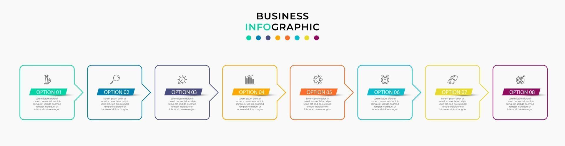 Infographic design business template with icons and 8 options or steps vector