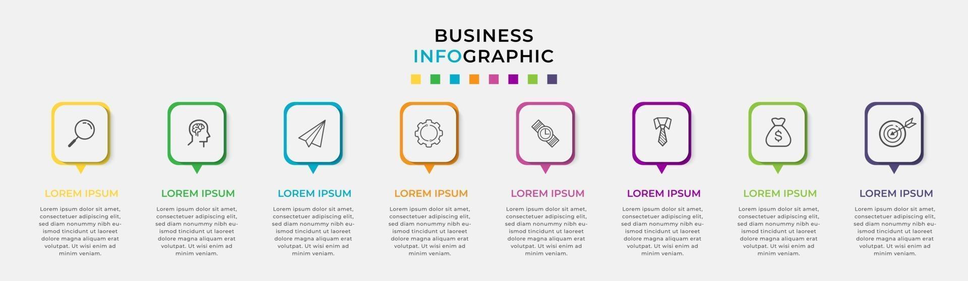 Infographic design business template with icons and 8 options or steps vector