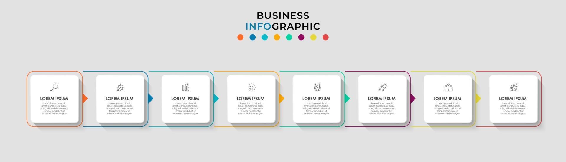 Infographic design business template with icons and 8 options or steps vector