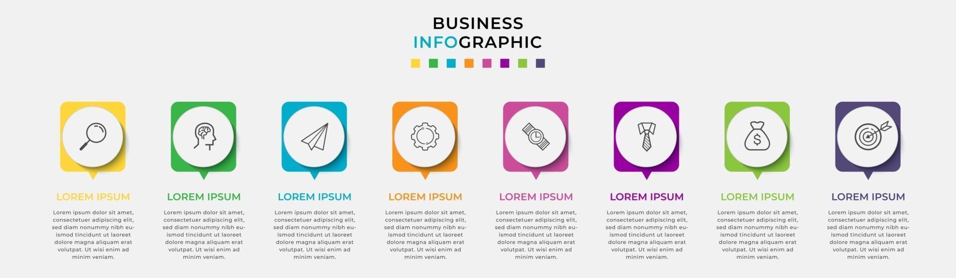 Infographic design business template with icons and 8 options or steps vector