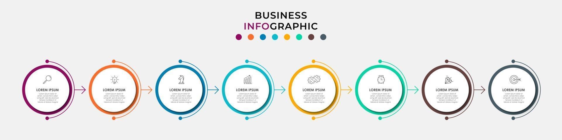 Plantilla de negocio de diseño infográfico con iconos y 8 opciones o pasos. vector