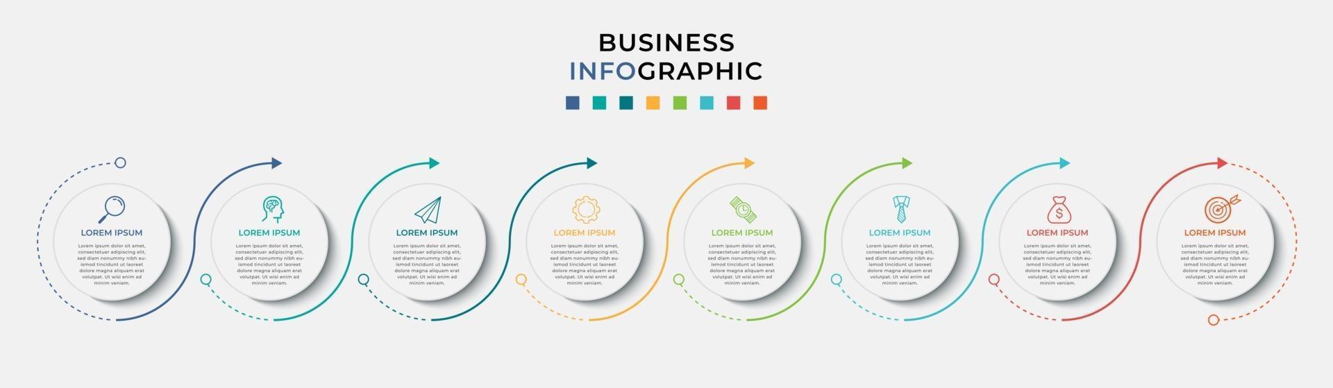 Infographic design business template with icons and 8 options or steps vector