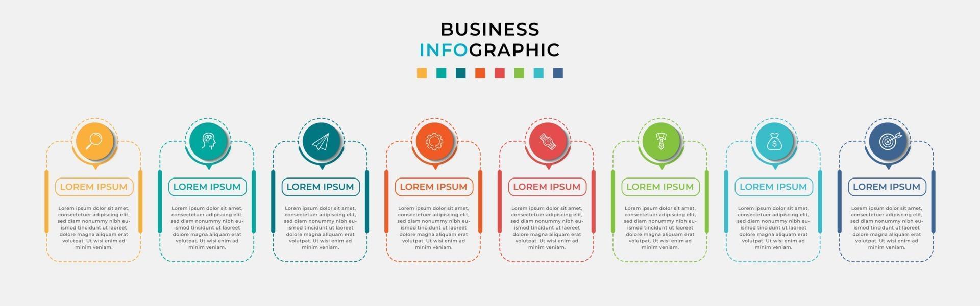 Infographic design business template with icons and 8 options or steps vector