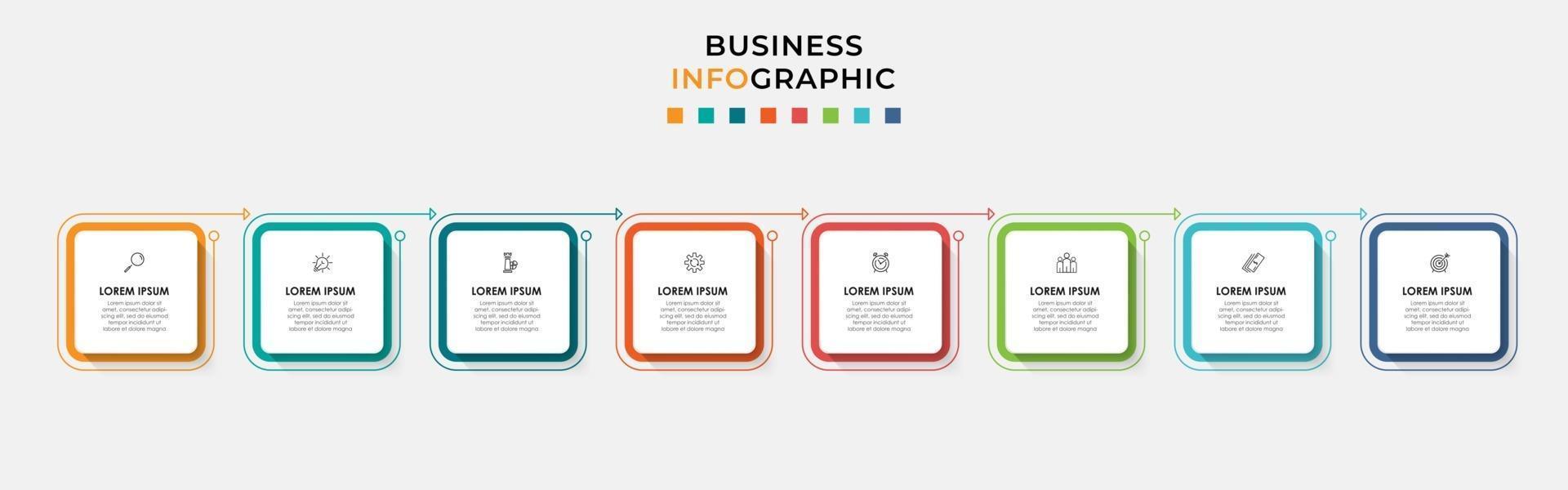 Infographic design business template with icons and 8 options or steps vector