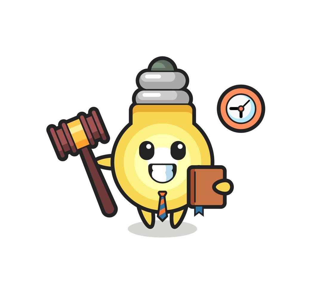 Mascot cartoon of light bulb as a judge vector